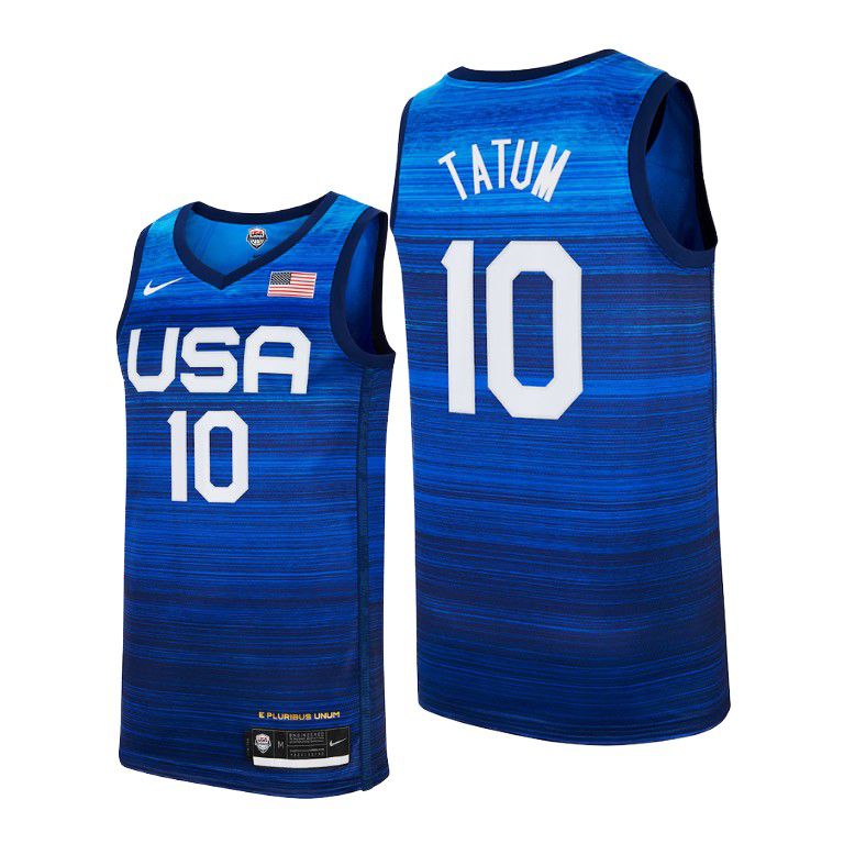 Cheap 2021 Olympic USA 10 Tatum Blue Nike NBA Jerseys